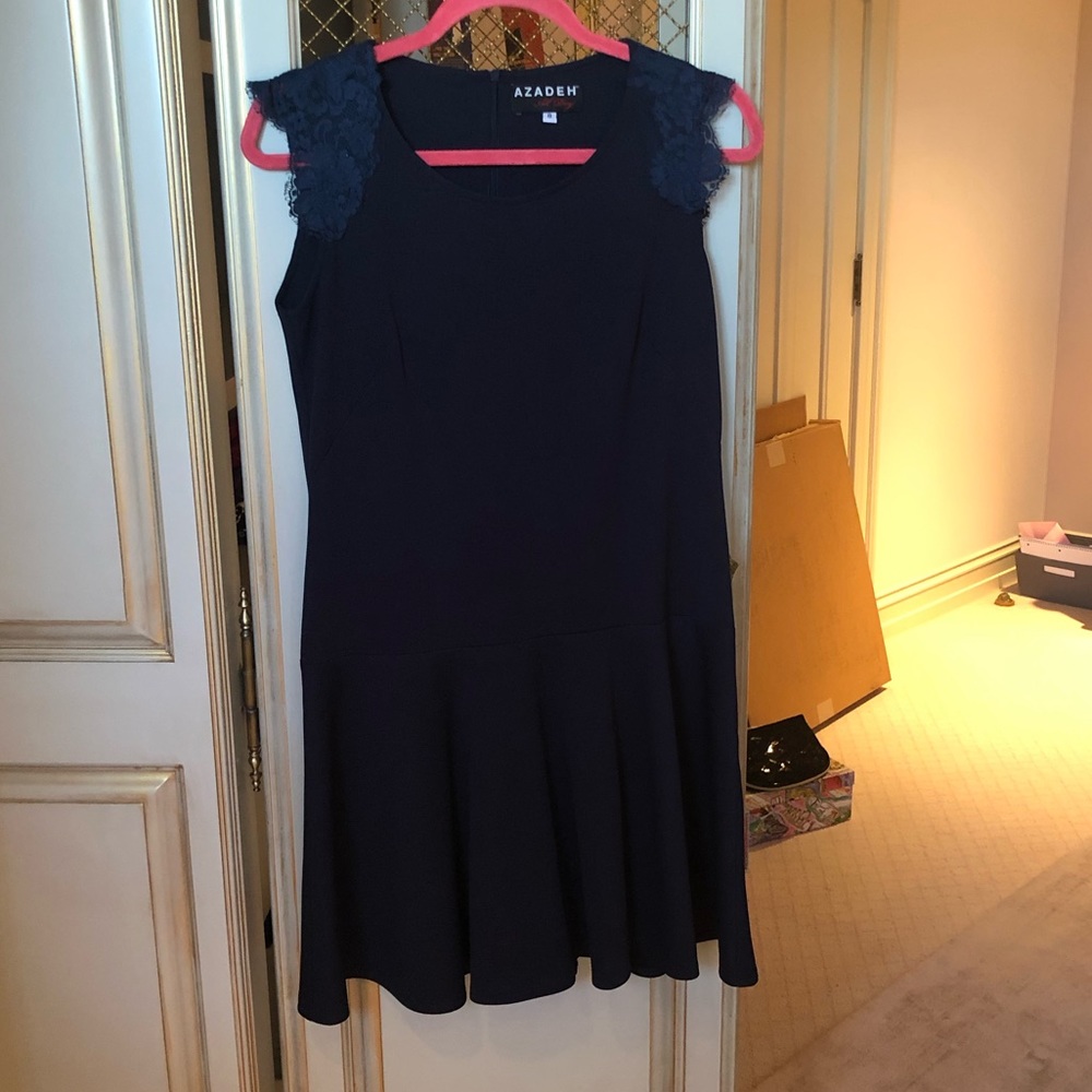 Handmade Designer Lace Navy Dress from Azadeh